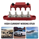4 Post Power Distribution Block Bus Bar High Current Wiring Stud (M8 Red) Newly