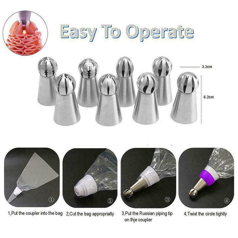 8pcs set Russian Nozzles Tulip Icing Piping Tips Cake Flowers Decoration Q6V9