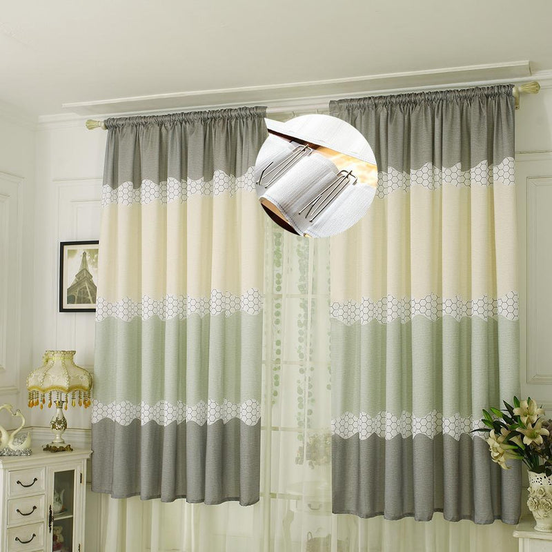 Geometry Semi Blackout Curtains Home Windows Tulle Sheer Drape (Green Grey