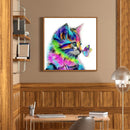5D Kit Rhinestone Pictures DIY Colorful Cat Full Square Drill Diamond Paintin