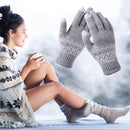 2pcs Unisex Warm Knitted Gloves Anti-Cold Thickened Jacquard Full Finger Glov