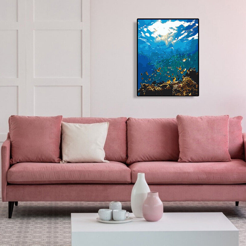 DIY Digital Canvas Underwater World Handpainted Drawing By Number Kits Art Craft
