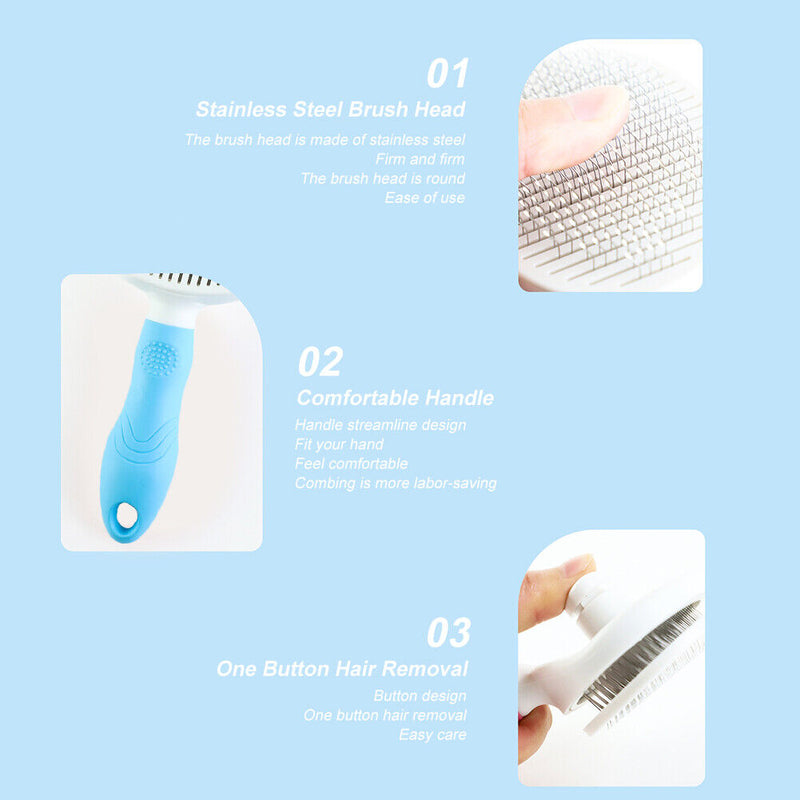 Cats Dogs Needle Comb Pet Float Hair Remover Epilation Hair Cleaning (Blue)