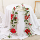 Red Berries Christmas Flower Garland Holly Leaves Rattan Home Decoration