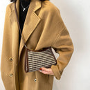 Fashion Plaid Pattern Crossbody Purse Women Woolen Shoulder Bag (Coffee)
