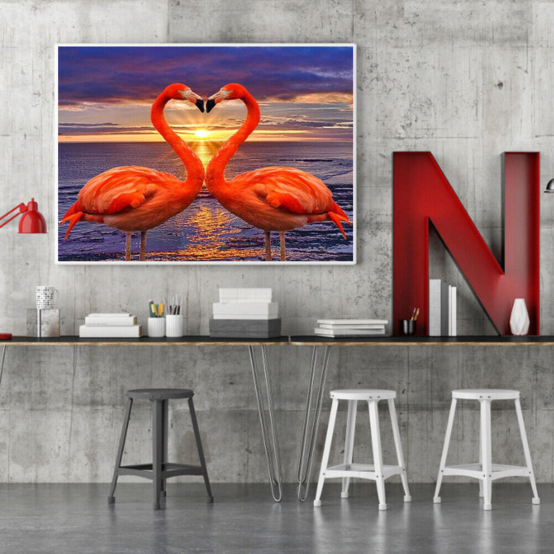 Oil Paint by Numbers Kit Flamingo DIY Picture Drawing Artwork Wall Craft Gifts