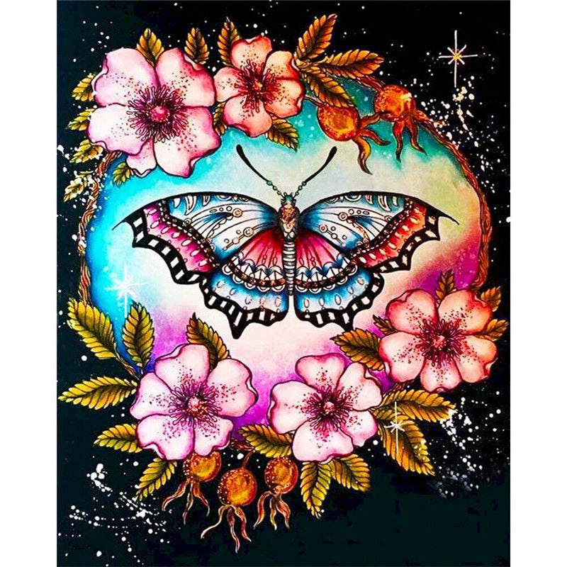 Flower Butterflies Oil Paint By Numbers Kit DIY Acrylic Painting on Canvas Set