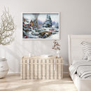 Full Embroidery DIY Canvas Craft Stamped 11CT Cross Stitch Snow Scene Art Kit