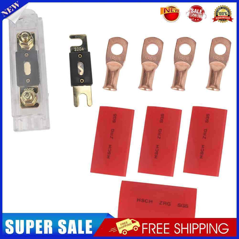 ANL Style Fuse Holder + 200A 300 Amp Fuses + Wire Lugs + Heat Shrink Tubes Kit