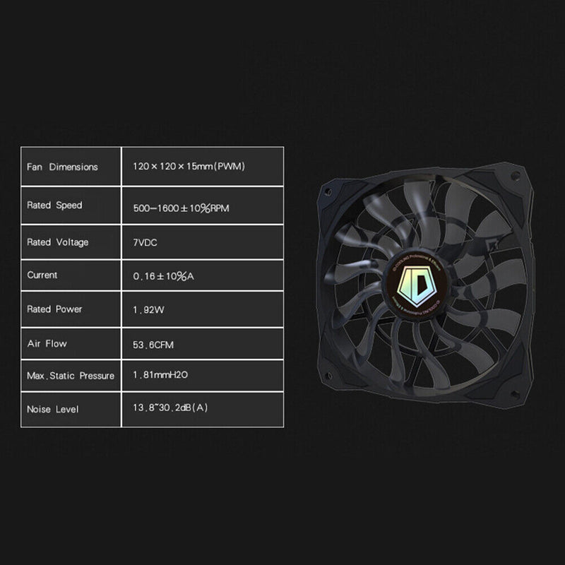 ID-COOLING 12cm Thin Chassis Cooling Fan for PC Case CPU 4 Pin Silent Radiator
