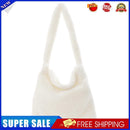 Women Plush Solid Color Handbag Large Capacity Shoulder Bag (White)
