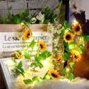 Fence Lamp Fairy String Lights Solar Powered Sunflower Lights Garden Decoration