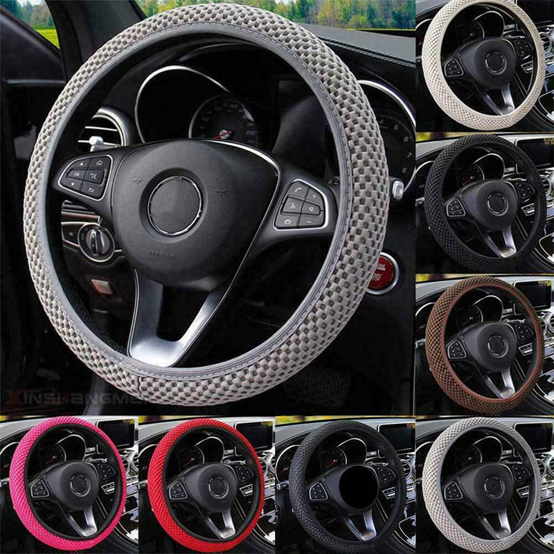 Auto Steering Wheel Cover Breathable Anti Slip Car Elastic Net Fabric Fish B6H9