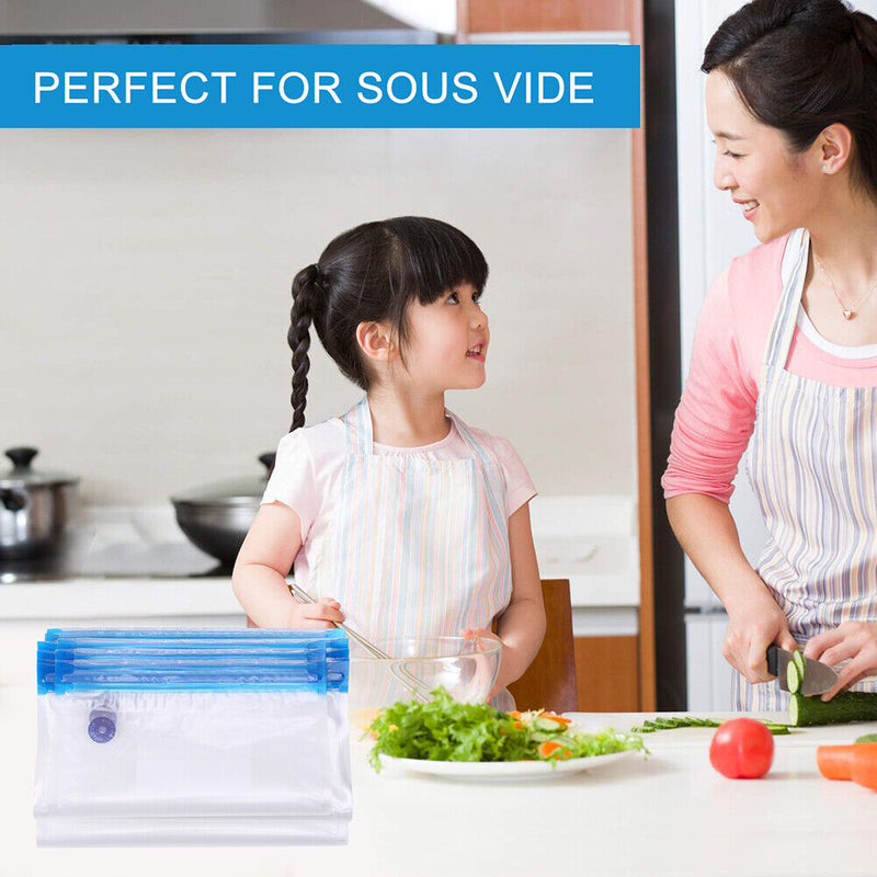 Reusable Vacuum Food Storage Bag Resealable BPA Free Zipper Storage Bags Newly