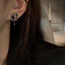 Accessories Women Trendy Hollow Metal Stud Earrings Love Heart Black Harajuku
