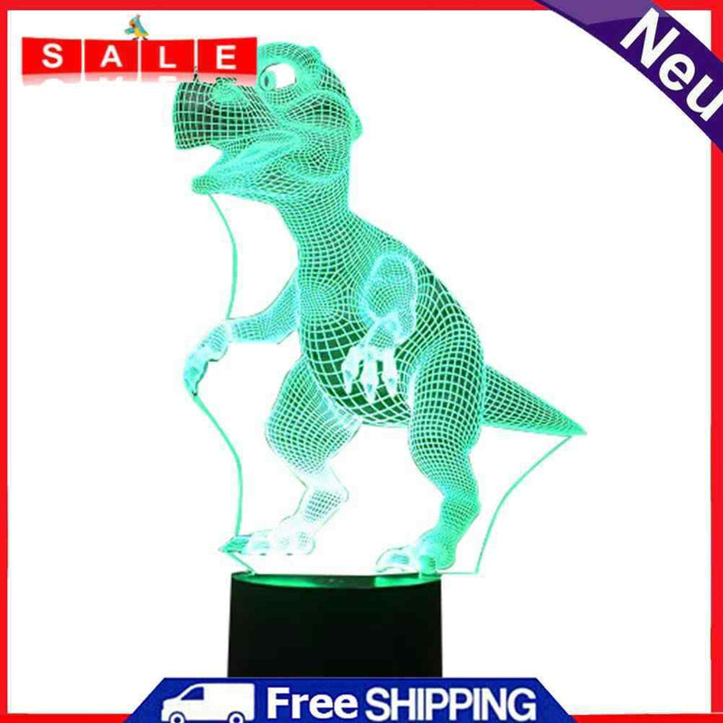 Colorful LED Dinosaur Night Light Halloween Lamp Touch Remote Control Ornaments