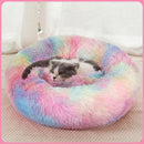 Calming Dog Bed - Round Faux Fur Donut Cuddler for Dog & Cat (Rainbow) Newly