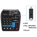 4 Channel Audio Sound Mixer Mini Mixing DJ Console with 48V Power (US Plug)