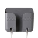 Sticky Wall Phone Charging Rack w/ Hook Remote Control Storage Box (Gray) Newly