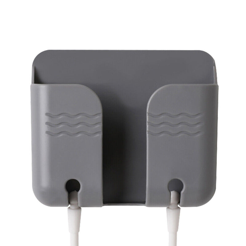 Sticky Wall Phone Charging Rack w/ Hook Remote Control Storage Box (Gray) Newly