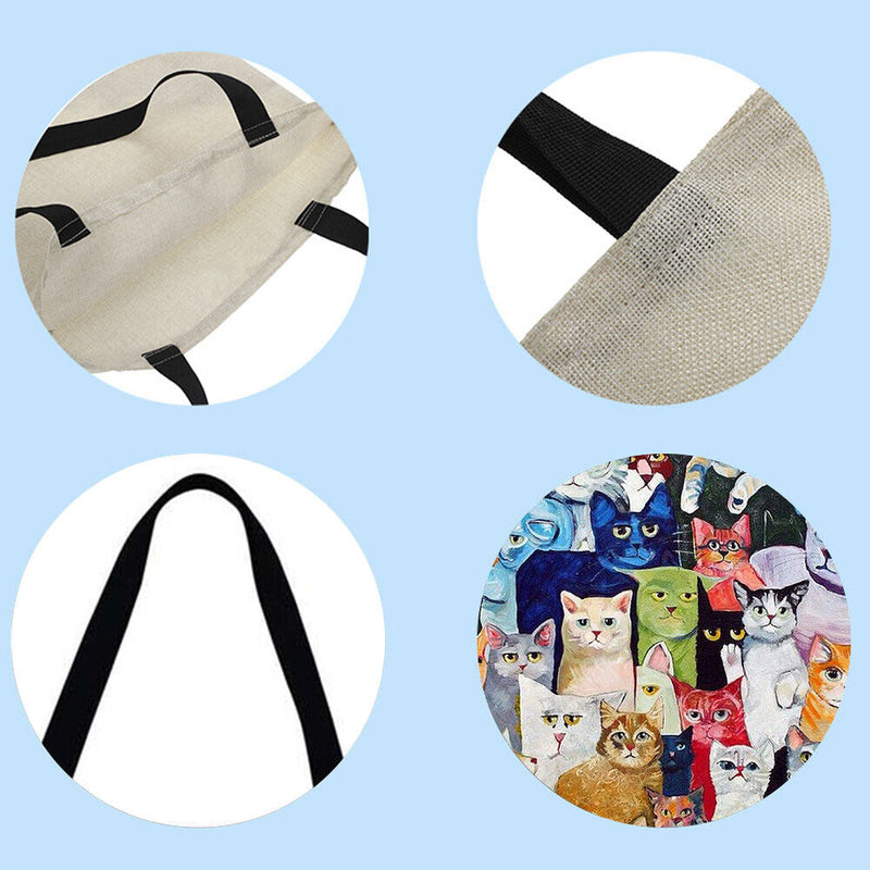 Garuru-Jidong Tote Bag with Cat Theme, Large, 40 x 40 cm