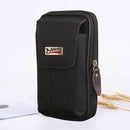 Men Canvas Mobile Phone Bags Double-layer Zipper Fanny Pack (Black)