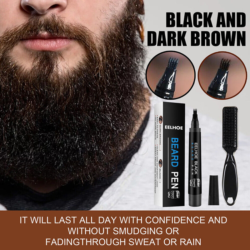 Beard Filler Enhancer Pen Pencil Waterproof Moustache Shaping Coloring Brushe