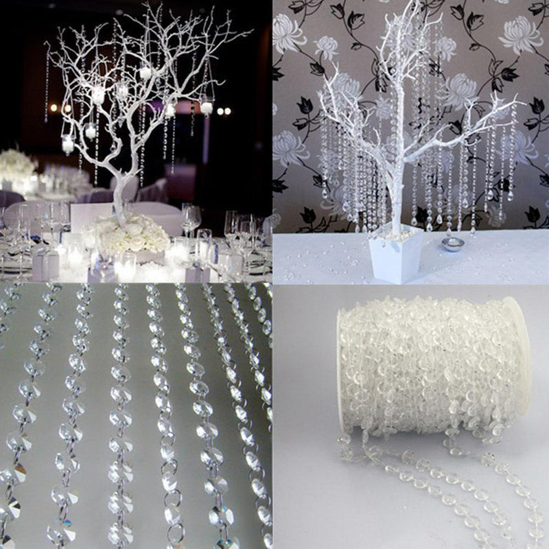 33FT Garland Diamond Acrylic Crystal Bead Curtain Wedding DIY Party Decor
