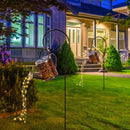 LED Solar Kettle Light Wrought Iron Hollow Flower Water Can Fairy Lamp (B) Newly
