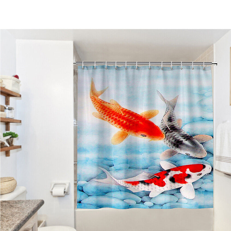 Fish Print Shower Curtains Polyester Waterproof Bathroom Home Decor 180x180