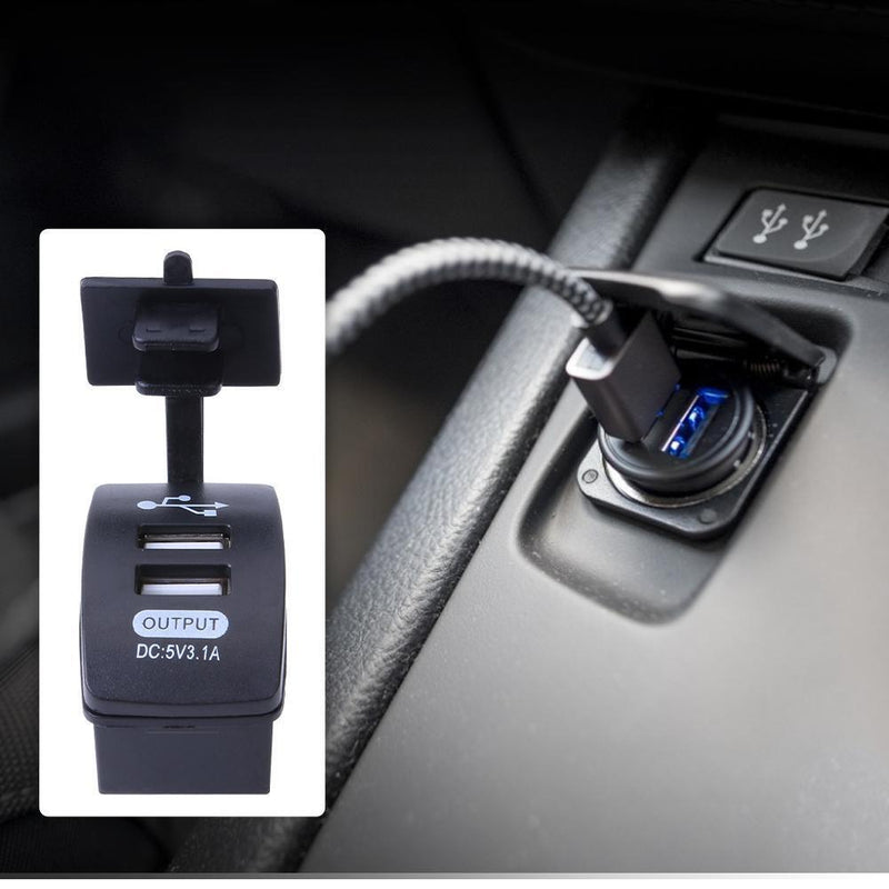 Universal Car Motorcycle 3.1A Dual USB Charger with Waterproof Cover for Phone