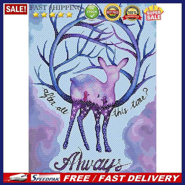 11CT Full Cross Stitch Elk Stamped DIY Christmas Wall Art Crafts Home Embroidery