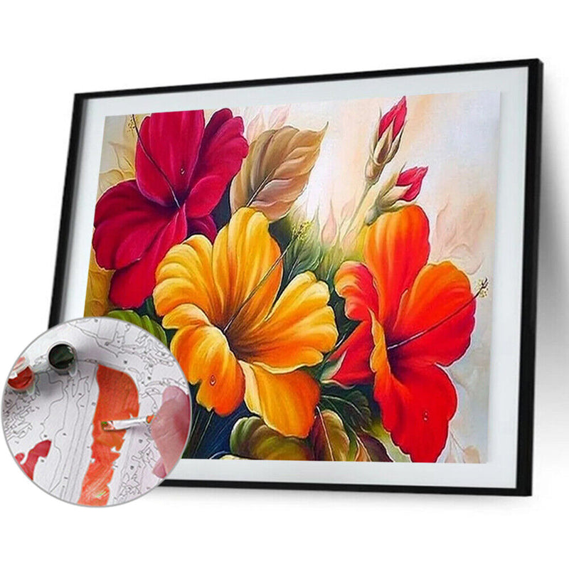 Oil Painting By Numbers Kits Flower DIY Color Art Drawing Frameless (FL03)