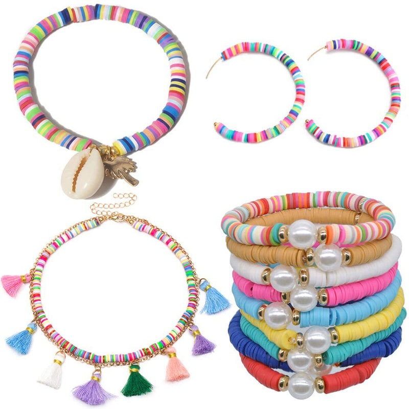 Polymer Clay Beads-Flat Round Spacer Beads DIY Jewelry Marking Kit for Bracelet