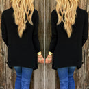 Women Long Sleeve Knitted Cardigan Loose Sweater Outwear Tassel Black M