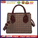 Women Messenger Purse Plaid Pattern PU Leather Handbag Top-handle Commuter Tote