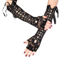 Fingerless Ritual Dance Long Silk Ribbon Lace Gloves Gothic Gloves Punk Mittens