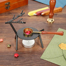 Retro Deer Shape Wax Seal Stamp Wood Frame Fire Wax Melting Waxing Furnace Stove