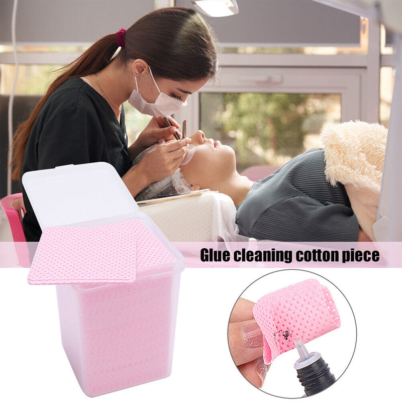 200pcs Wipes Paper Eyelash Extension Glue Remover Pad Bottle Mouth Cleaning Tool