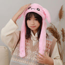 LED Glowing Rabbit Hat Winter Plush Moving Bunny Earflaps Cap