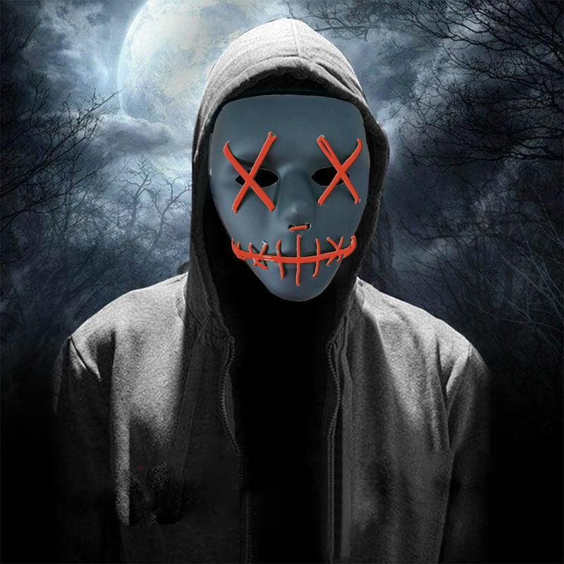 EL Luminous Glowing Masks Halloween Masquerade Party Decor Supply (Red)