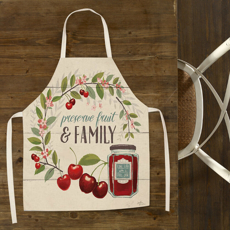 Family Print Kitchen Linen Apron Waterproof Cleaning Bibs Baking Accessories