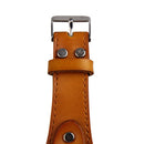 Unisex Men Women Leather Band Rectangle Dial Wristwatch Quartz Watch Orange