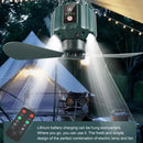 15600mAh 3 Gears Fan Wireless Remote Control Camping Ceiling Fan with LED Lights