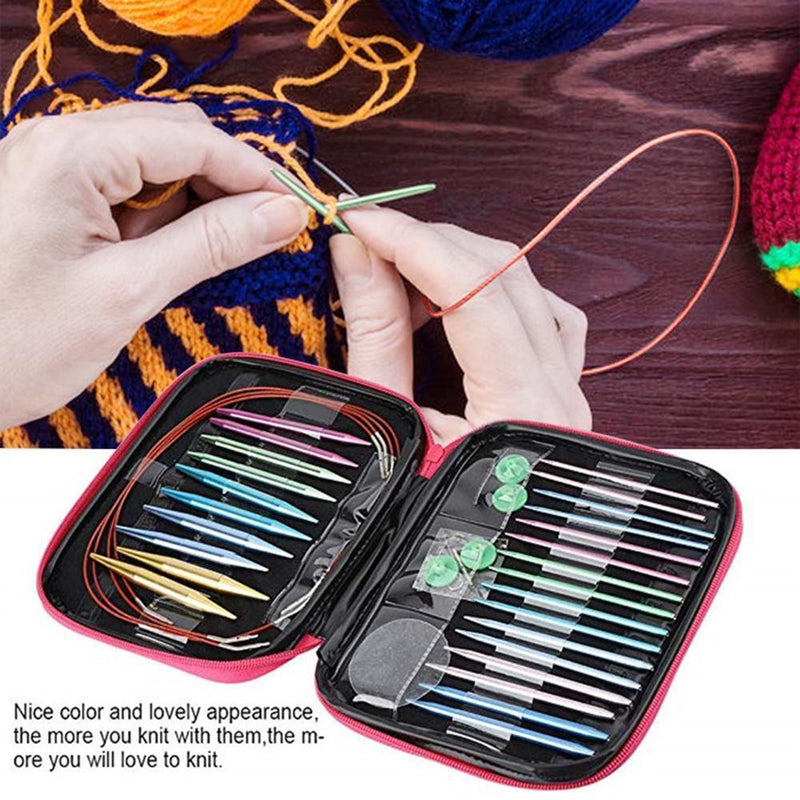 13pairs Aluminum Change Head Circular Knitting Needle Ring Set Woven Tools Newly