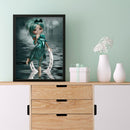 5D DIY Full Drill Round Shape Big Eyes Green Girl Rhinestone Diamond Drawing