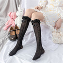 College Style Ultra-thin Bow Lolita Lace Socks High Tube Stockings Knee Socks