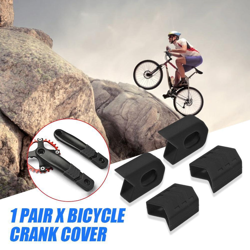 1 Pair Bicycle Crank Covers Silicone Crankset Protector Arm Sleeve (Black)