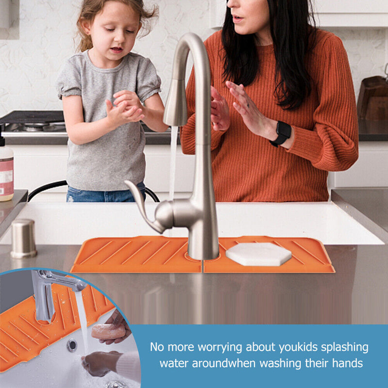 Mat Sink Splash Guard Water Catcher Drying Pads for Kitchen (Orange)