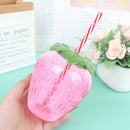 Strawberry Straw Cups - Cute Water Bottles with Straws Leakproof Plastic Cups